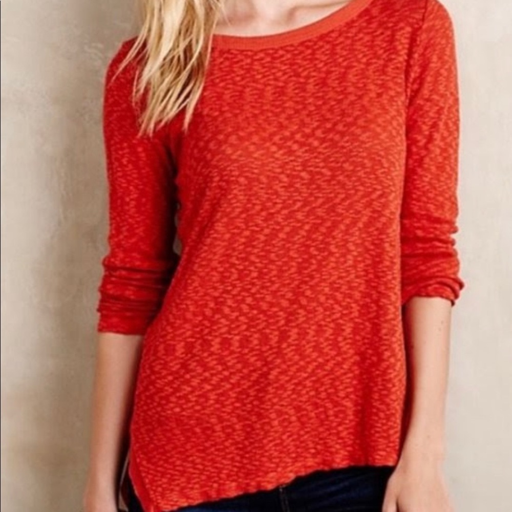 Anthropologie Left of Center Slub Knit Asymmetrical Top XS